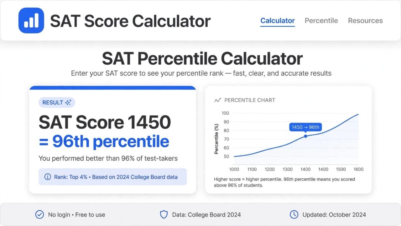 SAT percentile calculator result chart
